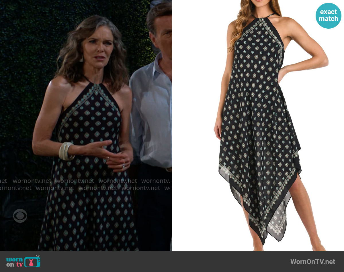 L'Agence Elise Southwestern Halter Midi Dress worn by Diane Jenkins (Susan Walters) on The Young and the Restless