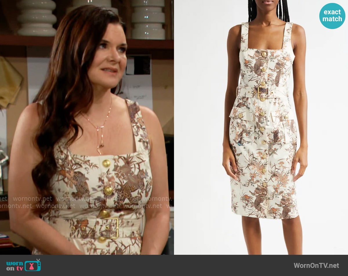 L'Agence Idy Dress in Tapestry Jungle worn by Katie Logan (Heather Tom) on The Bold and the Beautiful
