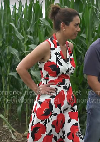 Lana Zak’s red floral dress on CBS Mornings