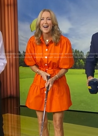 Lara’s orange mini shirtdress on Good Morning America