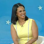Laura’s yellow lace trim midi dress on Today