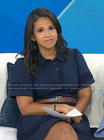 Laura’s navy crochet trim mini shirtdress on Today