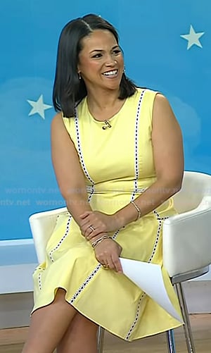 Laura’s yellow lace trim midi dress on Today