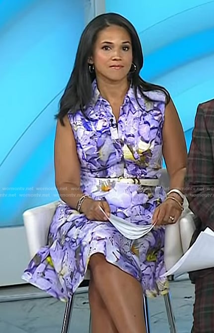 Laura’s purple floral sleeveless dress on Today
