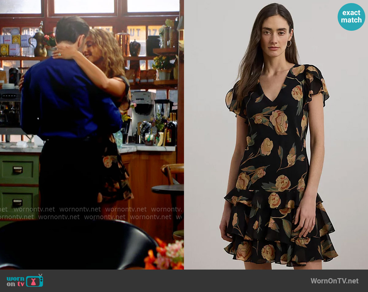 LAUREN Ralph Lauren Floral Georgette Drop-Waist Dress worn by Lily Winters (Christel Khalil) on The Young and the Restless