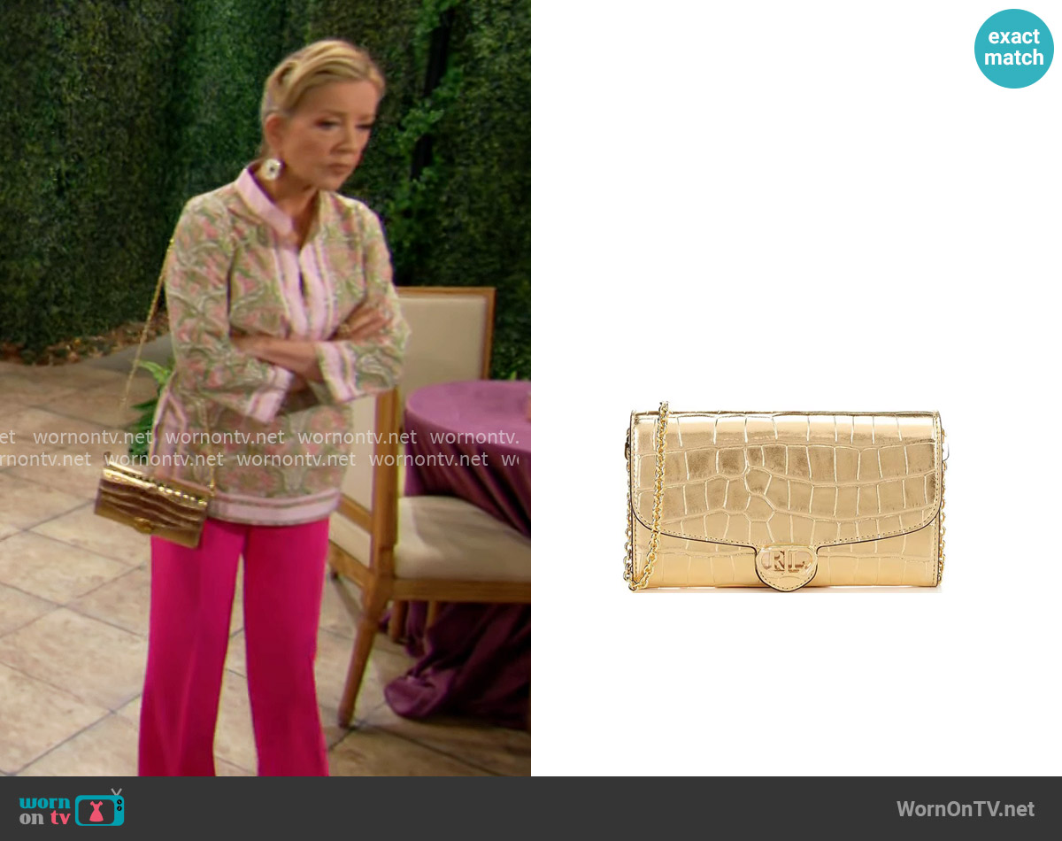 LAUREN Ralph Lauren Adair Medium Metallic Chain Strap Wallet Crossbody Bag worn by Nikki Reed Newman (Melody Thomas-Scott) on The Young and the Restless