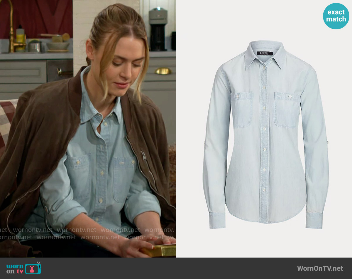 LAUREN Ralph Lauren Cotton Chambray Shirt worn by Claire Grace (Hayley Erin) on The Young and the Restless