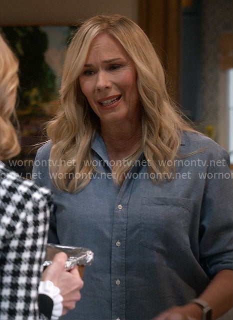 Leanne’s blue button down shirt on Leanne
