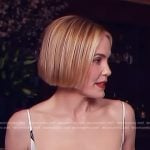 Leslie Bibb’s white rose print dress on Access Hollywood