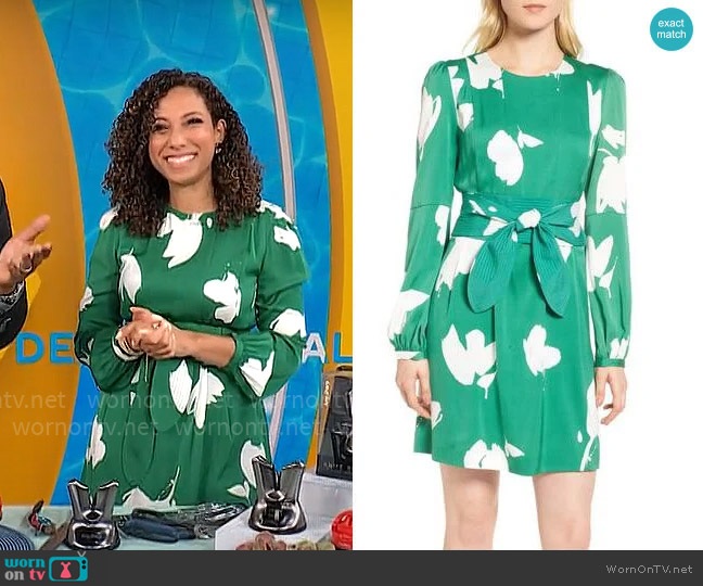 Lewit Floral Stretch Silk Dress worn by Gabrielle Kerr on CBS Mornings