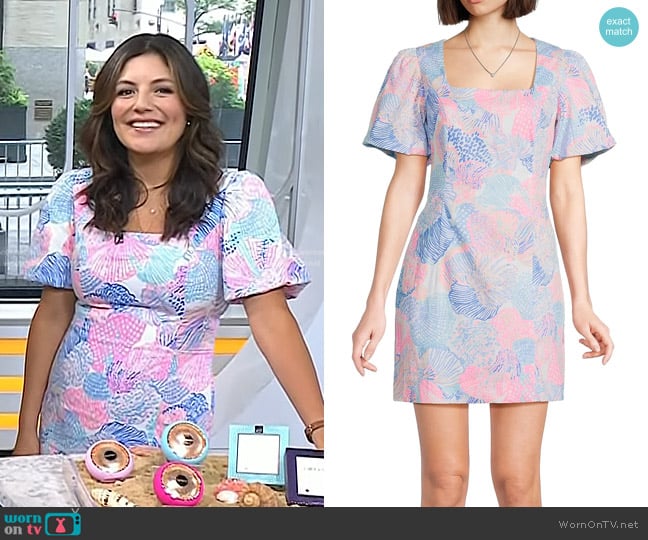 Lilly Pulitzer Kalinara Stretch-Cotton Skirted Romper in Multi Roar Of The Seas worn by Adrianna Barrionuevo Brach on Today