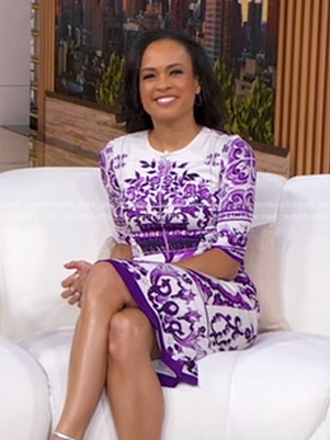 Linsey’s white and purple print dress on Good Morning America