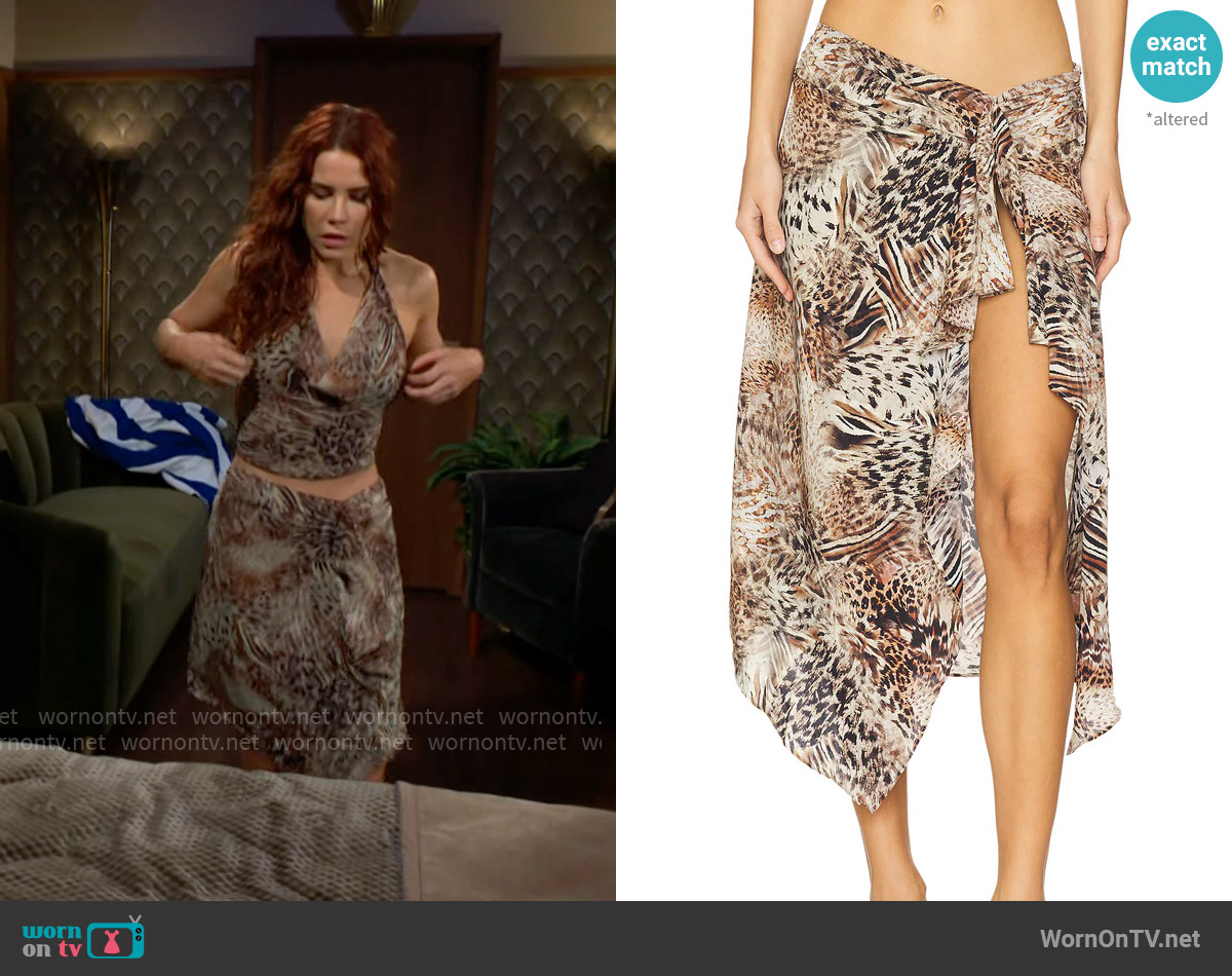 Lioness Banks Skirt in Chocolate Animal worn by Sally Spectra (Courtney Hope) on The Young and the Restless