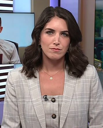 Liz’s grey plaid top and blazer on Today