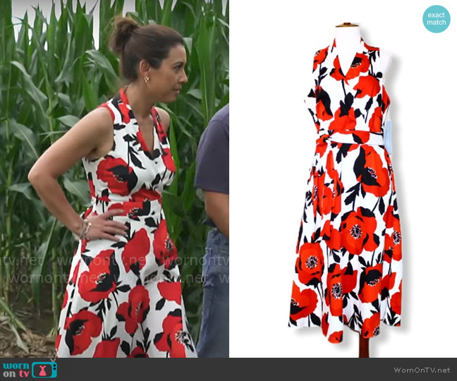 London Times Surplice Neckline Dress worn by Lana Zak on CBS Mornings