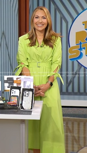 Lori’s green tie sleeve belted dress on Good Morning America