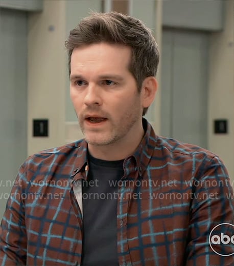 Lucas’s brown checked shirt on General Hospital