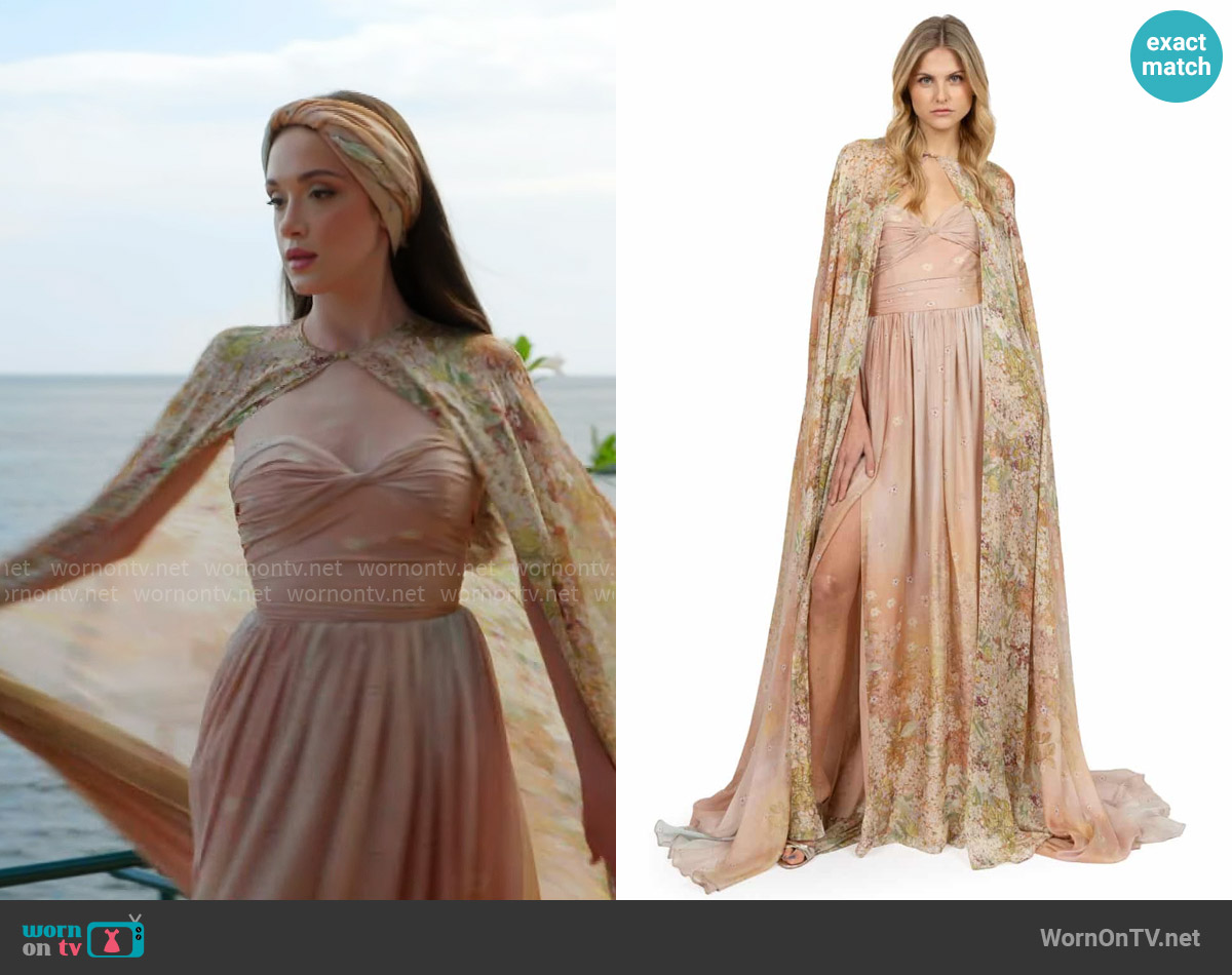 Luisa Beccaria Draped printed dress in smooth chiffon