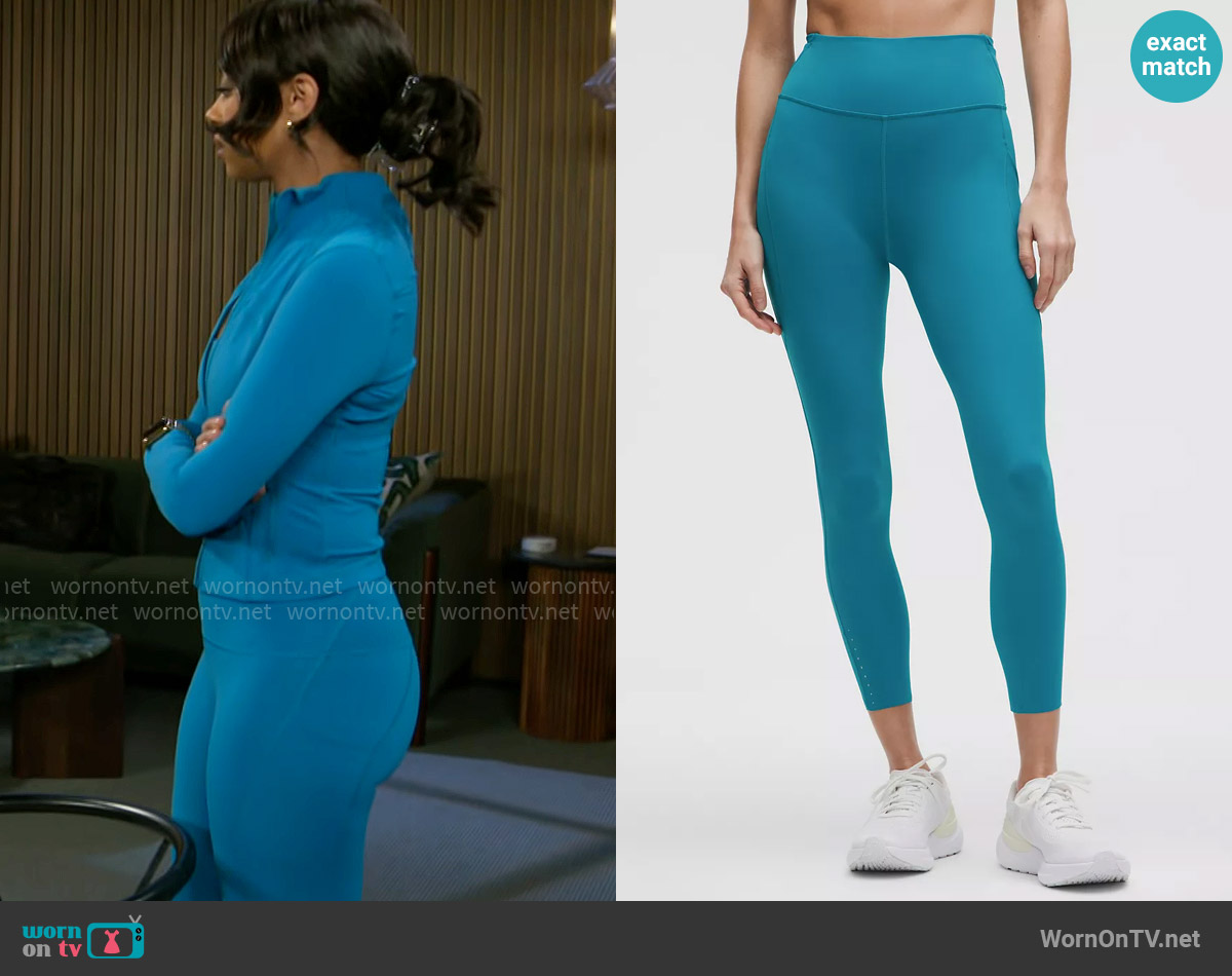 Lululemon Fast and Free High-Rise Tight in Hawaiian Blue worn by Kat Richardson (Colby Muhammad) on Beyond the Gates
