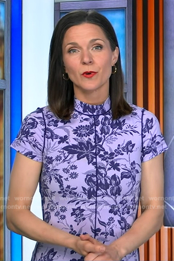 Maggie Rulli’s purple floral mock neck dress on Good Morning America