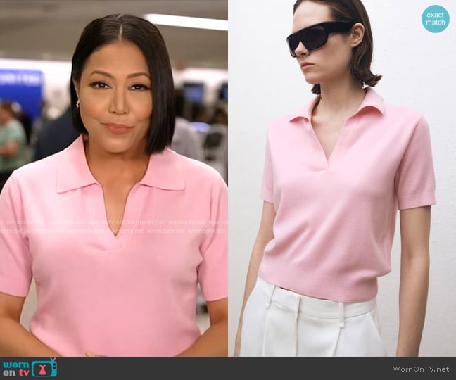 Mango Wool-blend Polo-neck Sweater in Pink worn by Stephanie Ramos on Good Morning America