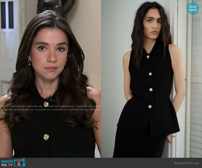 Mango Knit Vest with Jewel Buttons worn by Julie Tsirkin on NBC News Daily
