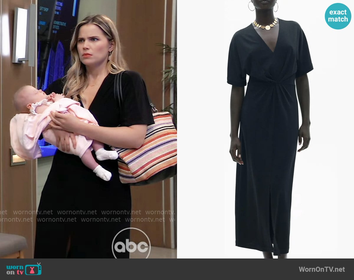 Mango Short Sleeve Dress worn by Sasha Gilmore (Sofia Mattsson) on General Hospital