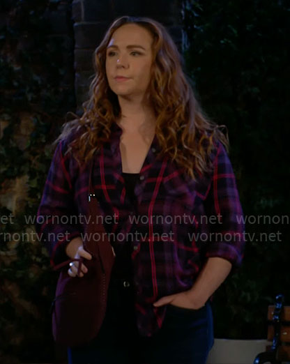 Mariah’s purple plaid shirt on The Young and the Restless