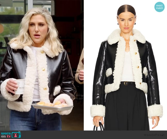L'Academie by Marianna Corsica Faux Sherpa Jacket worn by Gina Kirschenheiter on The Real Housewives of Orange County