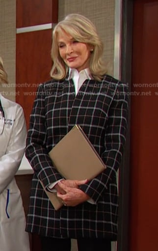 Marlena’s black check open jacket on Days of our Lives