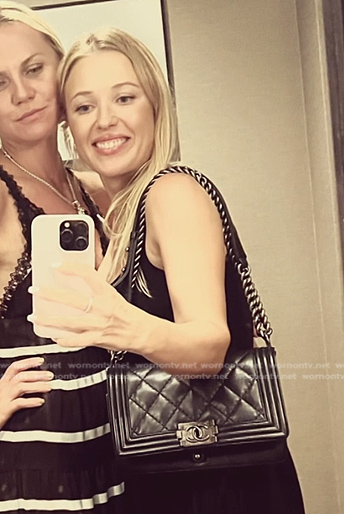 Masha’s black quilted leather bag on The McBee Dynasty Real American Cowboys