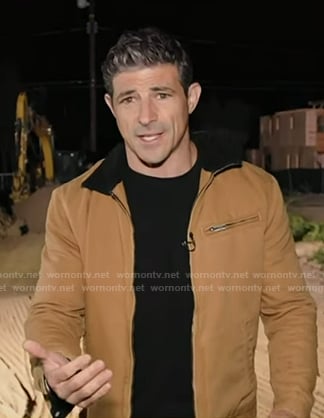 Matt Gutman’s camel beige zip front jacket on Good Morning America