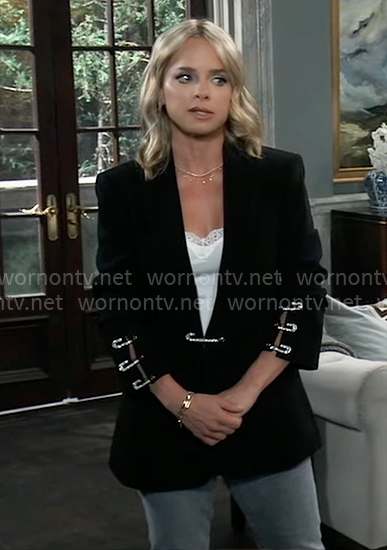 Maxie’s black blazer with safety pins on General Hospital