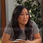 Melinda’s grey plaid dress on Days of our Lives