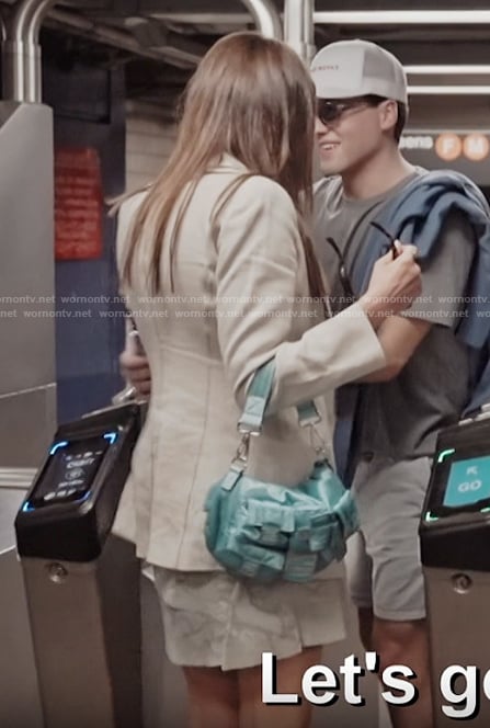 Meredith Marks’ blue shoulder bag on Next Gen NYC