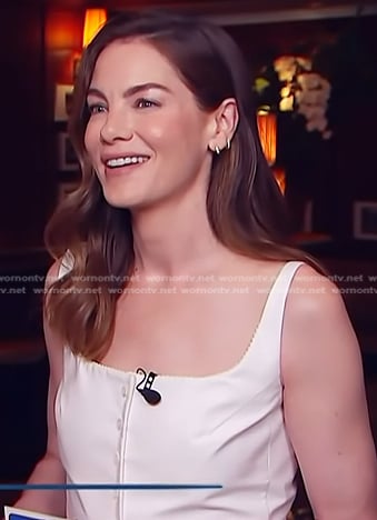 Michelle Monaghan’s white square neck dress on Access Hollywood