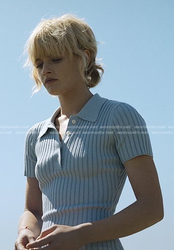 Mirren’s blue ribbed polo dress on We Were Liars