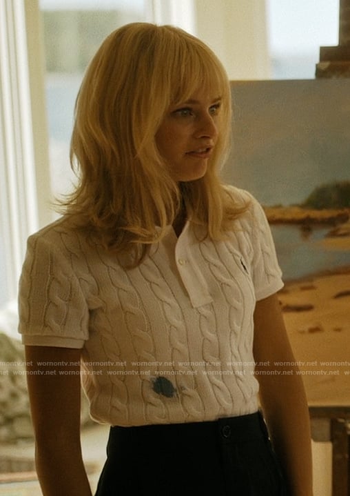 Mirren’s white cable knit polo on We Were Liars
