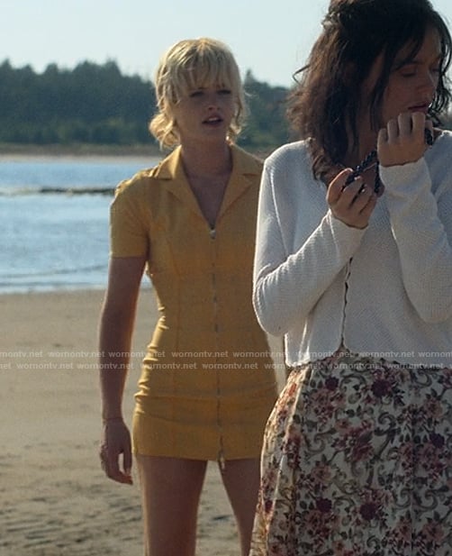 Mirren’s yellow zip front mini dress on We Were Liars