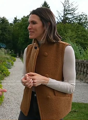 Molly’s brown teddy vest and suede sneakers on Today