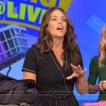 Monica Mangin’s black contrast stitch jumpsuit on Live with Kelly and Mark