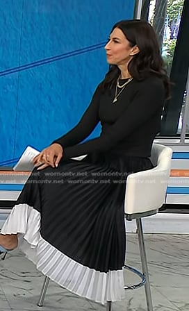Natalie’s black colorblock pleated skirt on Today