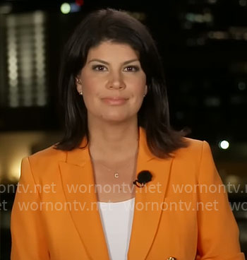 Natalie Brand’s orange blazer on CBS Mornings