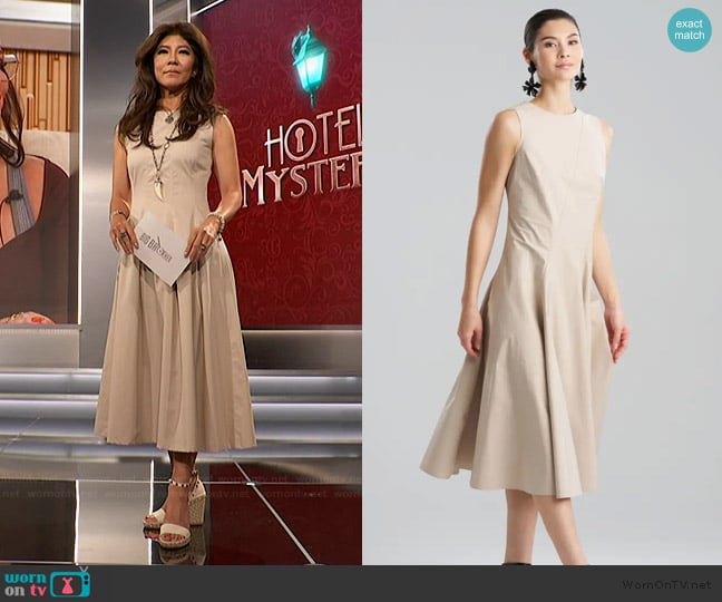 Natori Tech Cotton Taffeta Asymmetrical Seam Dress worn by Julie Chen on Big Brother