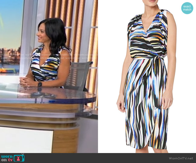 Nicole Miller Streaky Printed Faux-wrap Dress worn by Dr. Tara Narula on Good Morning America