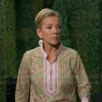 Nikki’s printed tunic top on The Young and the Restless