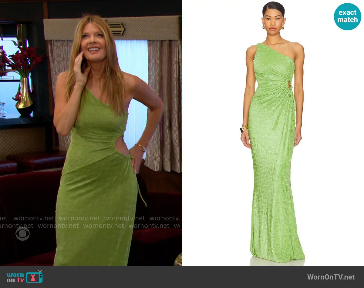 Nookie Mirage Gown in Matcha worn by Phyllis Summers (Michelle Stafford) on The Young and the Restless