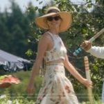 Penny’s white floral print crop top and skirt on We Were Liars