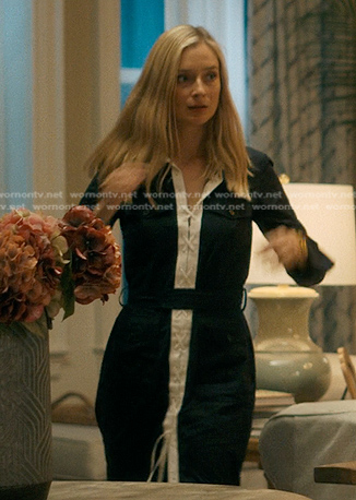 Penny’s navy lace-up shirtdress on We Were Liars