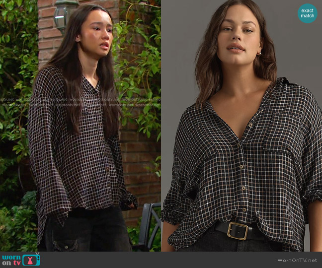 Pilcro The Hadley Relaxed Buttondown Shirt worn by Sophia Choi (Rachel Boyd) on Days of our Lives